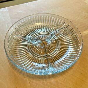 KIG Indonesia Glass Divided Tray Relish Fruit Nut Veggie Plate Trinket Dish